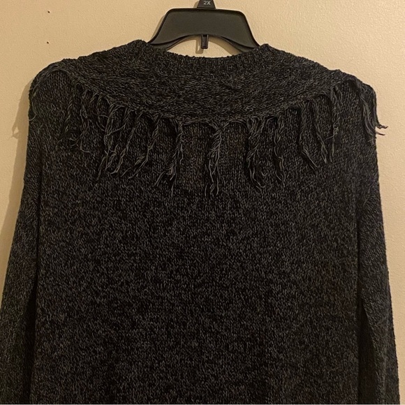 Shyanne Country Sweater Western Size S Fringed V-Neck Gray Long Sleeve Cotton - Picture 5 of 10